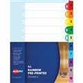 Avery 88710 PrePrinted Dividers 110 Tab A4 MultiColoured