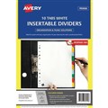 Avery 85690 Plastic Insertable Dividers 10 Tab A4 White