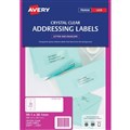 Avery 959051 L7563 Crystal Clear Address Labels Laser 991 x 381mm 14 Per Sheet Pack 25
