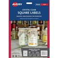 Avery 980021 L7126 Square Labels Laser 45 x 45mm 20 Per Sheet Crystal Clear Pack 10