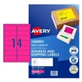 Avery 35957 L7163FP High Vis Shipping Labels Laser 991 x 381mm 14 Per Sheet Fluoro Pink Pack 25
