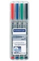 Staedtler 316 WP4 Lumocolor NonPermanent Pen Fine Assorted Wallet 4