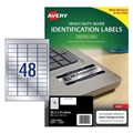 Avery 959201 L6009 Heavy Duty Labels 457 x 212mm 48 Per Sheet Silver Pack 20