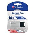 Verbatim 98664 USB Flash Drive 16GB Secure Pro 30 SilverBlack