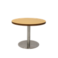 Round Table 900mm Stainless Steel Disc Base Beech Top
