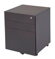 Pedestal Metal Mobile 3 Drawers 1 x File  2 Box Drawers Black Ripple