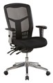 Oyster 1M Medium Mesh Back Chair With Height Adjustable Arms  Back 3 Lever  Chrome Base Black Fabric