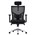 Centro High Mesh Back Clerical Chair with Height Adjustable Arms  Back with 3 Lever Headrest  Chrome Base Black Fabric